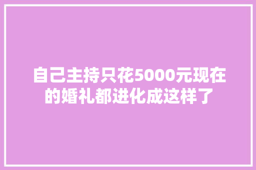 自己主持只花5000元现在的婚礼都进化成这样了