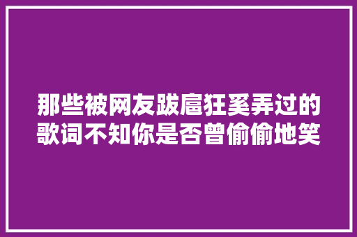 那些被网友跋扈狂奚弄过的歌词不知你是否曾偷偷地笑过 休闲娱乐