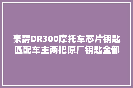 豪爵DR300摩托车芯片钥匙匹配车主两把原厂钥匙全部丢了
