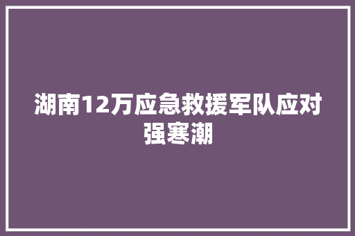 湖南12万应急救援军队应对强寒潮
