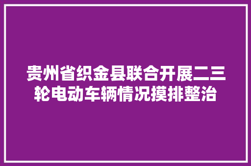 贵州省织金县联合开展二三轮电动车辆情况摸排整治 汽车知识