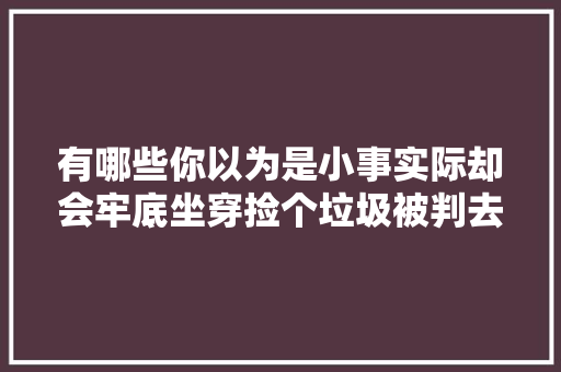 有哪些你以为是小事实际却会牢底坐穿捡个垃圾被判去世刑