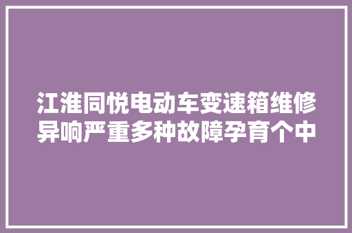 江淮同悦电动车变速箱维修异响严重多种故障孕育个中