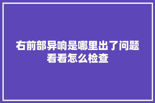 右前部异响是哪里出了问题看看怎么检查