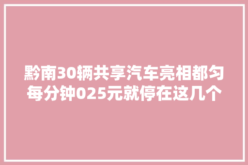 黔南30辆共享汽车亮相都匀每分钟025元就停在这几个地方