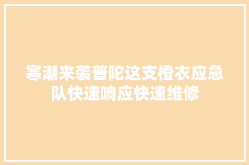 寒潮来袭普陀这支橙衣应急队快速响应快速维修