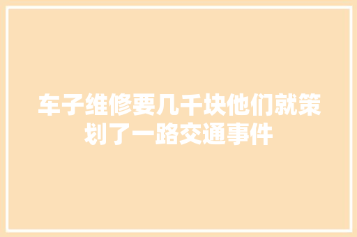 车子维修要几千块他们就策划了一路交通事件