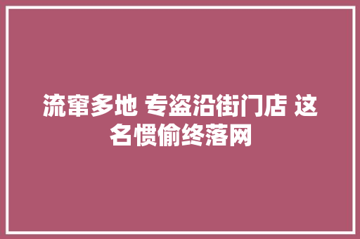 流窜多地 专盗沿街门店 这名惯偷终落网