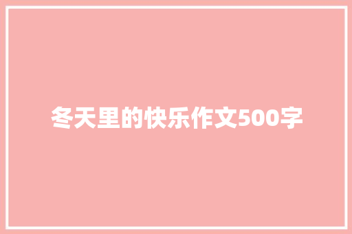 冬天里的快乐作文500字