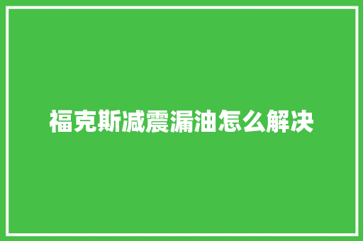 福克斯减震漏油怎么解决