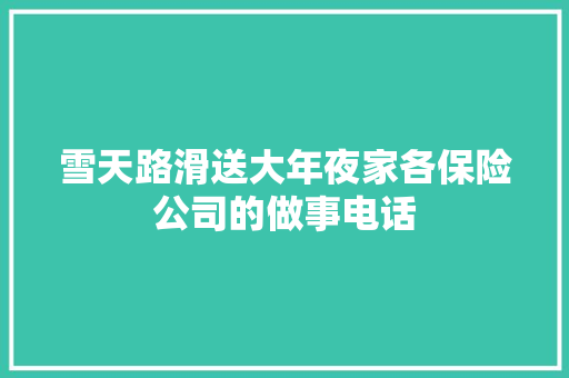 雪天路滑送大年夜家各保险公司的做事电话