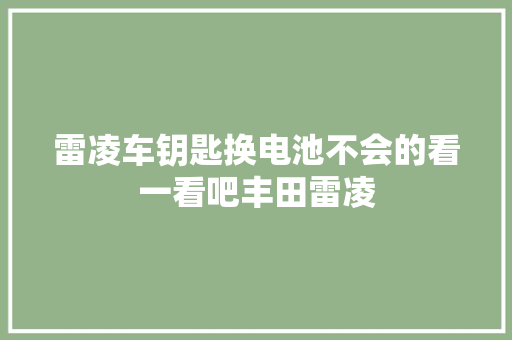 雷凌车钥匙换电池不会的看一看吧丰田雷凌