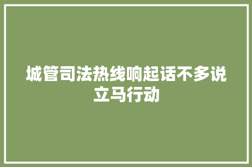 城管司法热线响起话不多说立马行动