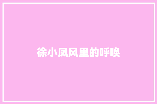 徐小凤风里的呼唤