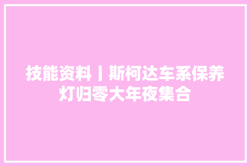 技能资料丨斯柯达车系保养灯归零大年夜集合