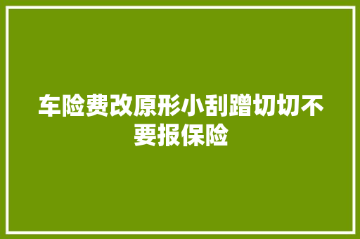 车险费改原形小刮蹭切切不要报保险