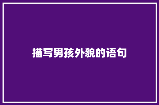 描写男孩外貌的语句 知识百科