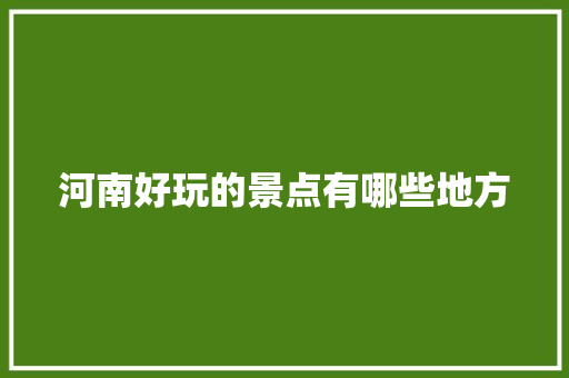 河南好玩的景点有哪些地方