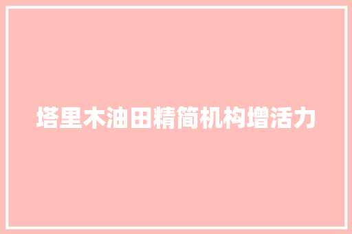 塔里木油田精简机构增活力