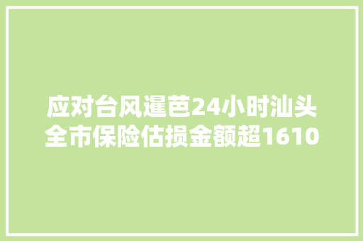 应对台风暹芭24小时汕头全市保险估损金额超1610万