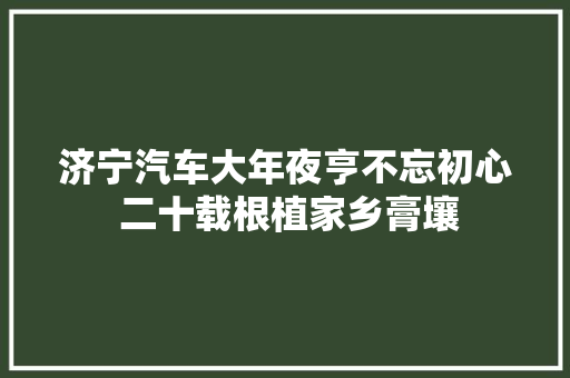 济宁汽车大年夜亨不忘初心 二十载根植家乡膏壤