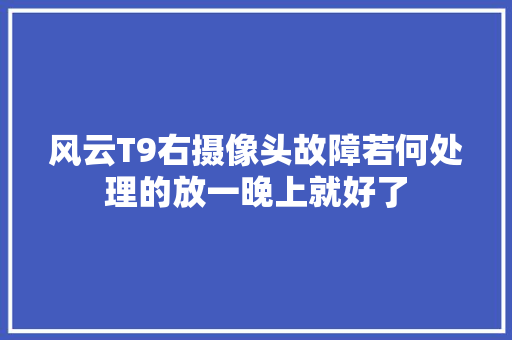 风云T9右摄像头故障若何处理的放一晚上就好了