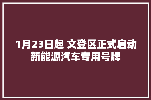 1月23日起 文登区正式启动新能源汽车专用号牌