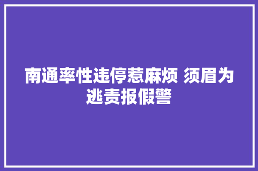南通率性违停惹麻烦 须眉为逃责报假警