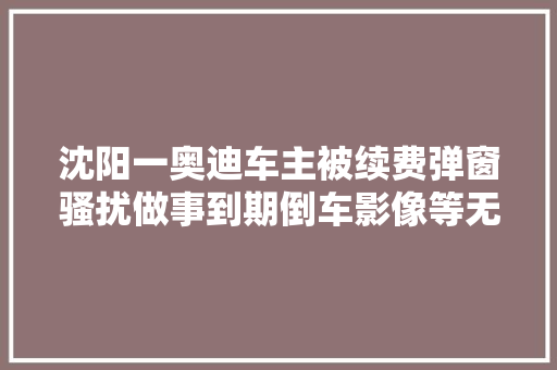 沈阳一奥迪车主被续费弹窗骚扰做事到期倒车影像等无法显示