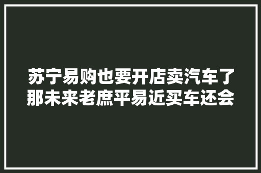 苏宁易购也要开店卖汽车了那未来老庶平易近买车还会被坑吗别再扎心了老铁