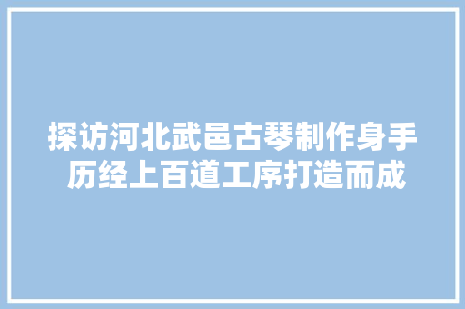 探访河北武邑古琴制作身手 历经上百道工序打造而成