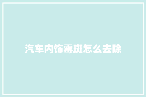 汽车内饰霉斑怎么去除