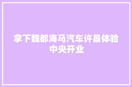 拿下魏都海马汽车许昌体验中央开业