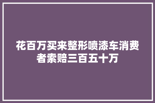 花百万买来整形喷漆车消费者索赔三百五十万