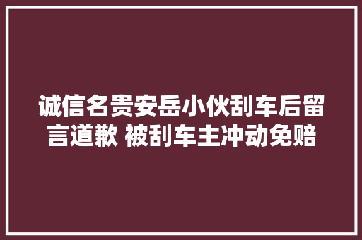 诚信名贵安岳小伙刮车后留言道歉 被刮车主冲动免赔