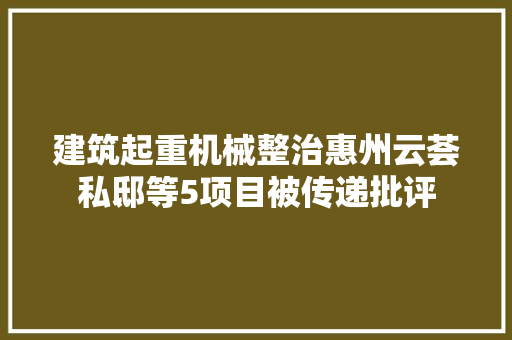 建筑起重机械整治惠州云荟私邸等5项目被传递批评