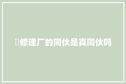 ​修理厂的同伙是真同伙吗