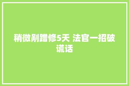 稍微剐蹭修5天 法官一招破谎话