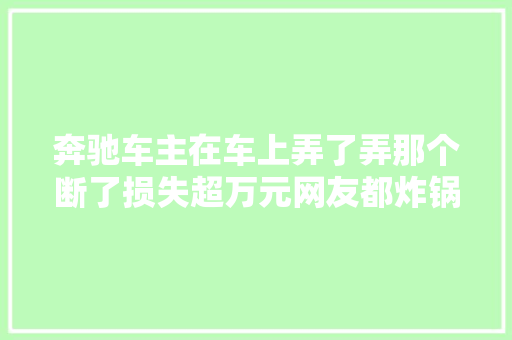 奔驰车主在车上弄了弄那个断了损失超万元网友都炸锅了