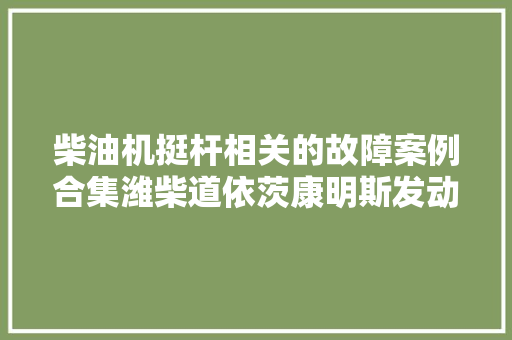柴油机挺杆相关的故障案例合集潍柴道依茨康明斯发动机