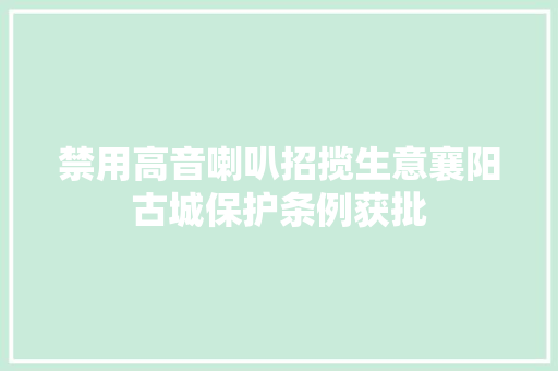 禁用高音喇叭招揽生意襄阳古城保护条例获批