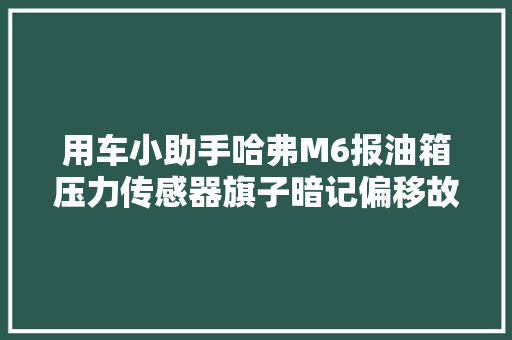 用车小助手哈弗M6报油箱压力传感器旗子暗记偏移故障怎么处理