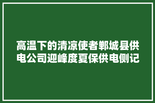 高温下的清凉使者郸城县供电公司迎峰度夏保供电侧记