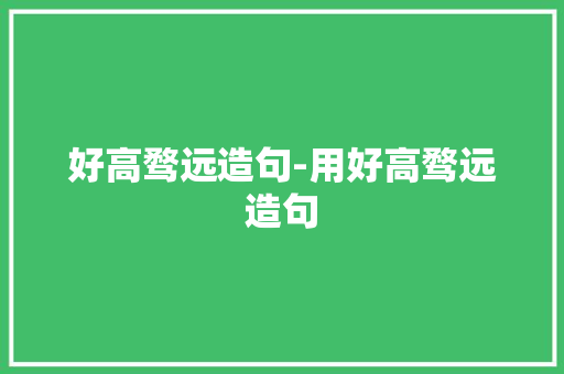 好高骛远造句-用好高骛远造句