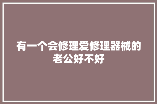 有一个会修理爱修理器械的老公好不好