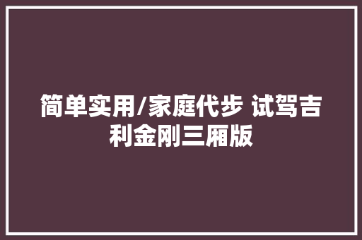 简单实用/家庭代步 试驾吉利金刚三厢版