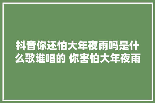 抖音你还怕大年夜雨吗是什么歌谁唱的 你害怕大年夜雨吗歌词分享