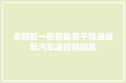 阜阳配一把钥匙若干钱进级配汽车遥控器钥匙