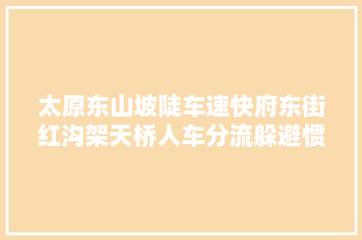 太原东山坡陡车速快府东街红沟架天桥人车分流躲避惯性难刹车