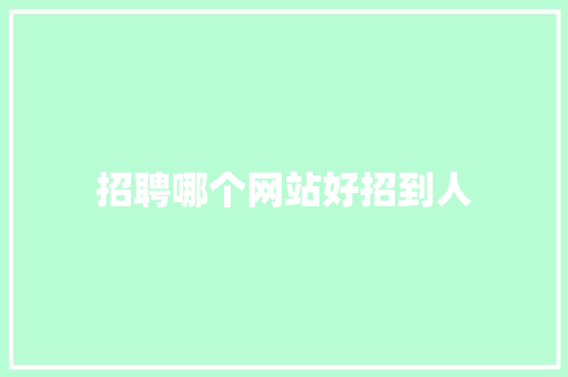 招聘哪个网站好招到人